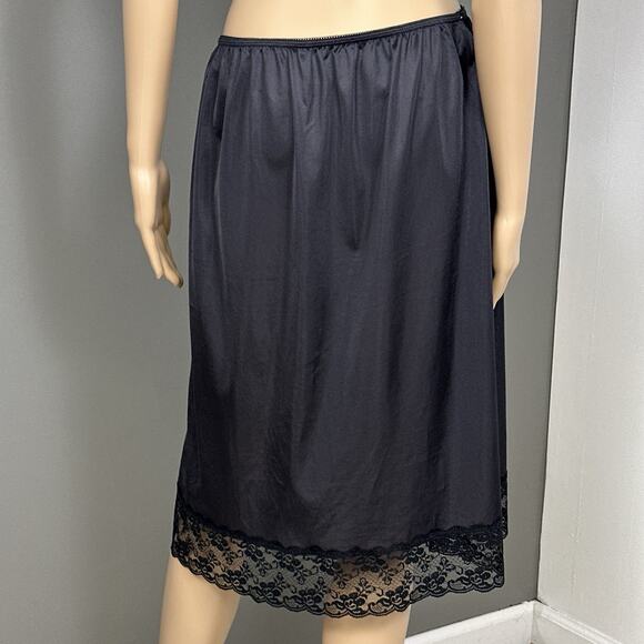 Vintage Perfectform Half Slip Plus Size 2X Waist 36 38 Black Sheer Wide Lace USA - Picture 4 of 6